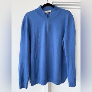 Panicale Men’s Blue Quarter Zip Sweater – Wool/Cashmere Blend